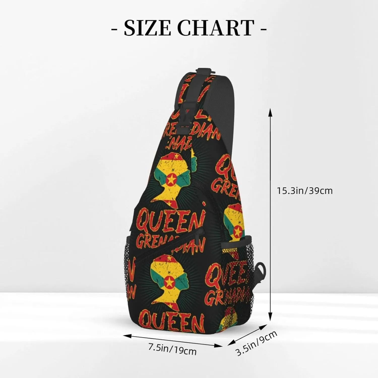 Grenadian Queen Grenada Culture Cultural Afro Pride Flag Crossbody Bag Cross Chest Bag Adjustable Sling Backpack Sports Gym Shoulder Bags Travel Cycling Daypack Diagonally Casual Rucksack