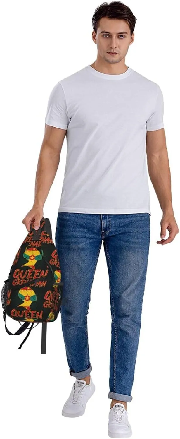 Grenadian Queen Grenada Culture Cultural Afro Pride Flag Crossbody Bag Cross Chest Bag Adjustable Sling Backpack Sports Gym Shoulder Bags Travel Cycling Daypack Diagonally Casual Rucksack