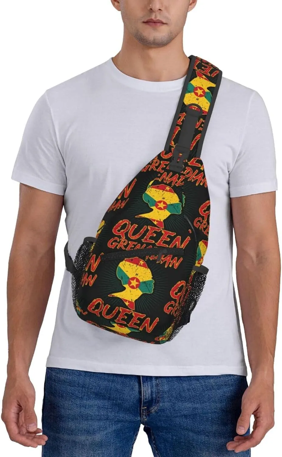 Grenadian Queen Grenada Culture Cultural Afro Pride Flag Crossbody Bag Cross Chest Bag Adjustable Sling Backpack Sports Gym Shoulder Bags Travel Cycling Daypack Diagonally Casual Rucksack