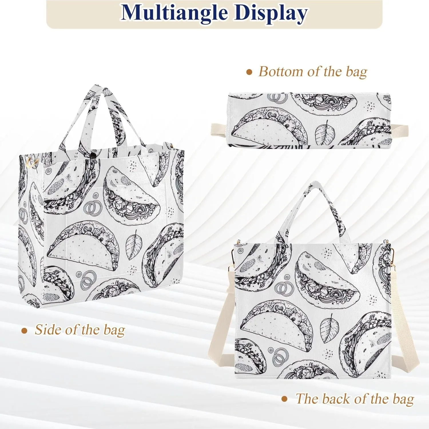 Grey Snowflakes Christmas Shoulder Women Tote Designer Tote Bag Teacher Tote Bag Large Capacity Purse