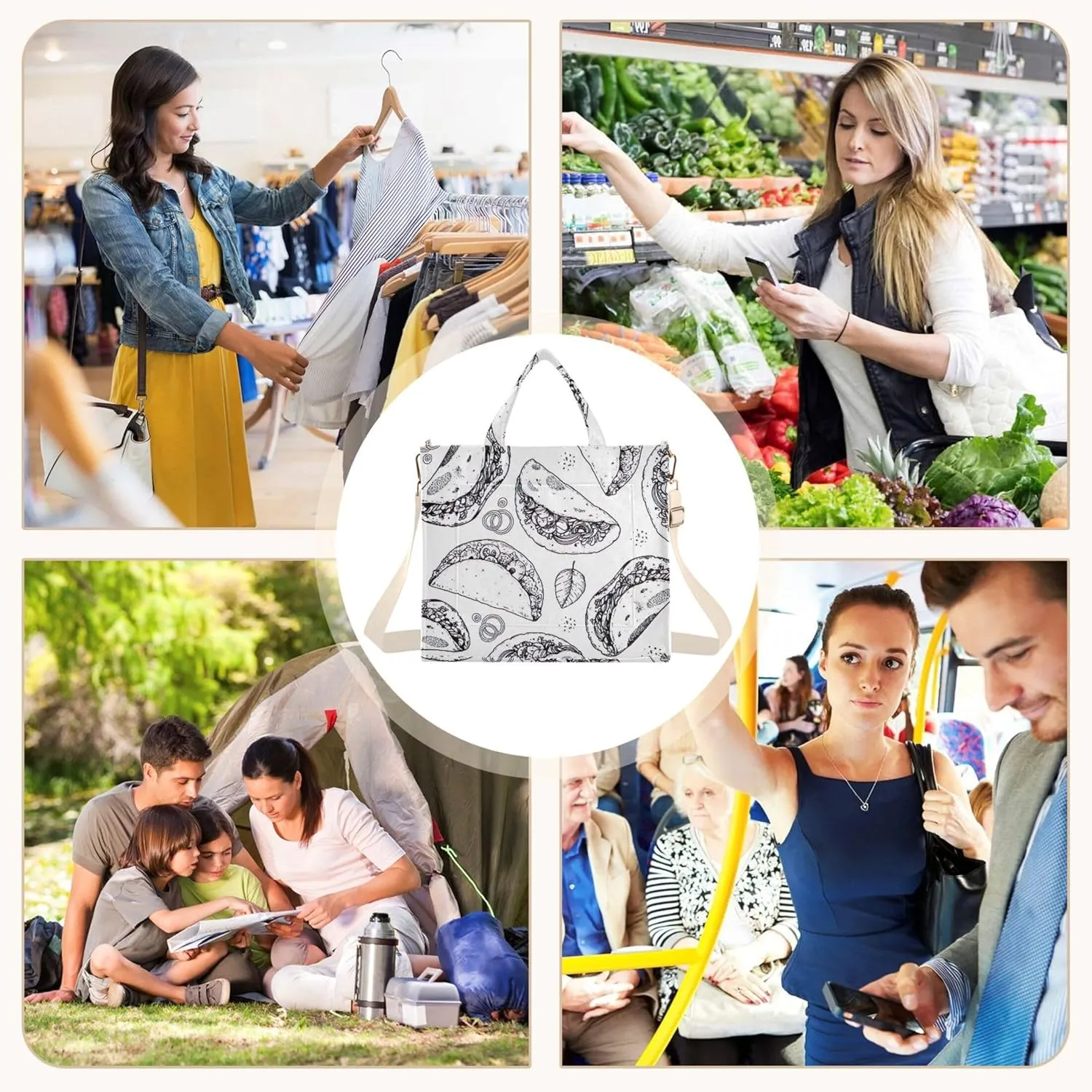 Grey Snowflakes Christmas Shoulder Women Tote Designer Tote Bag Teacher Tote Bag Large Capacity Purse