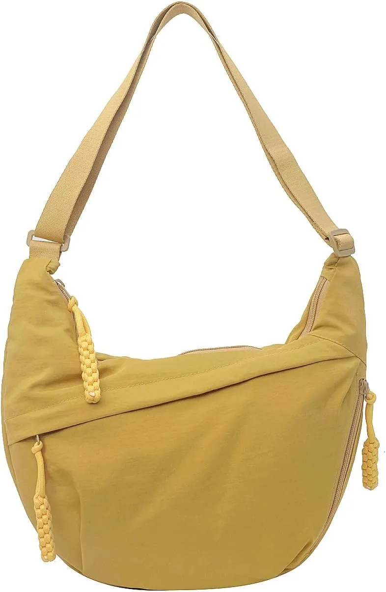 GRPKSSIB Nylon Crescent Bag Hobo Crossbody Bags Casual Sling Bag Slouchy Shoulder Bags Travel Messenger Bag for Women Men