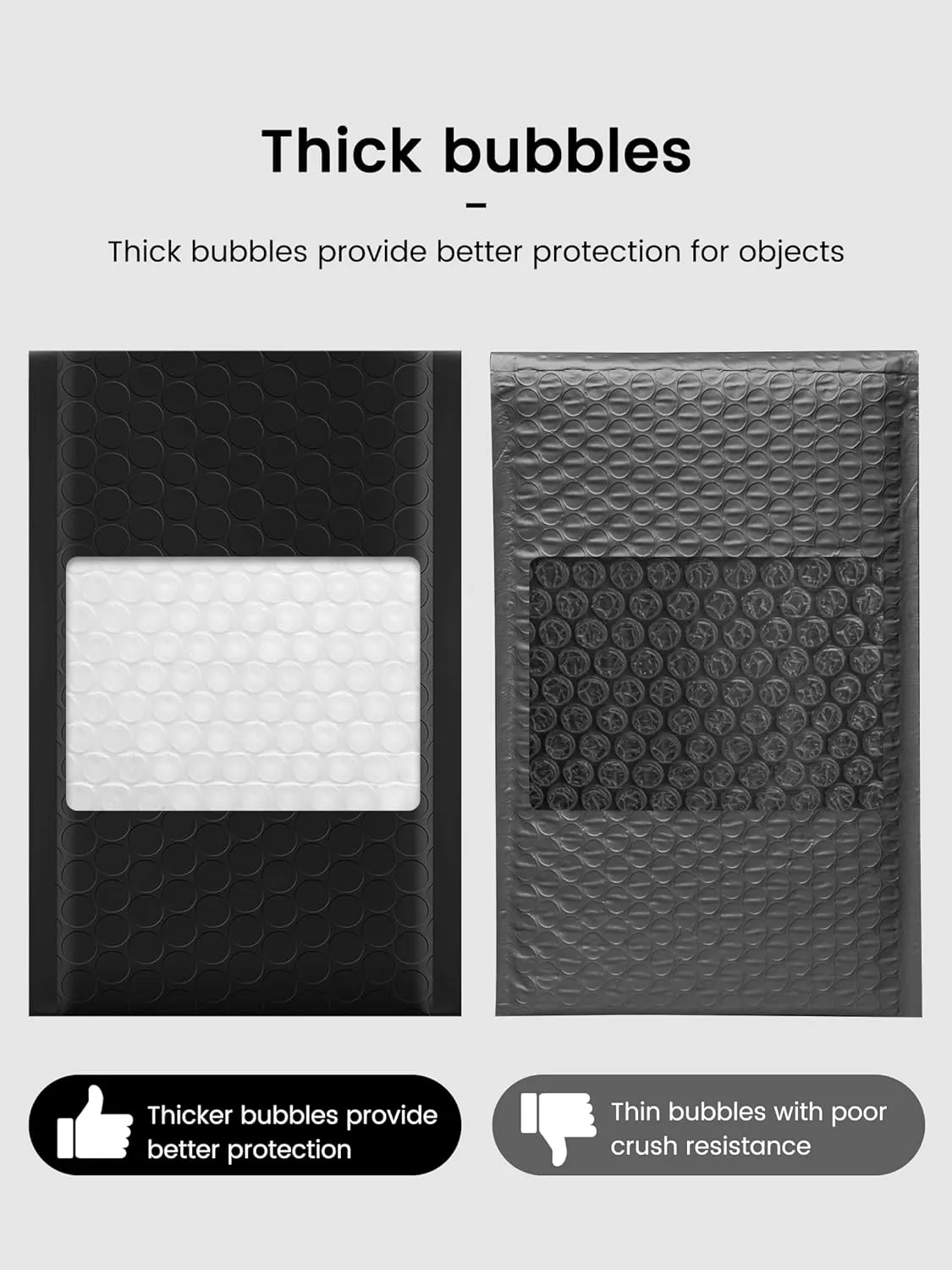GSSUSA Black Bubble Mailers 4x8" Inches 50 Pack, Usable Size 4X7" Bubble Envelopes for Small Business, Padded Envelope, Shipping Mailers, Packaging Bags, Mailing Envelopes, Shipping Supplies