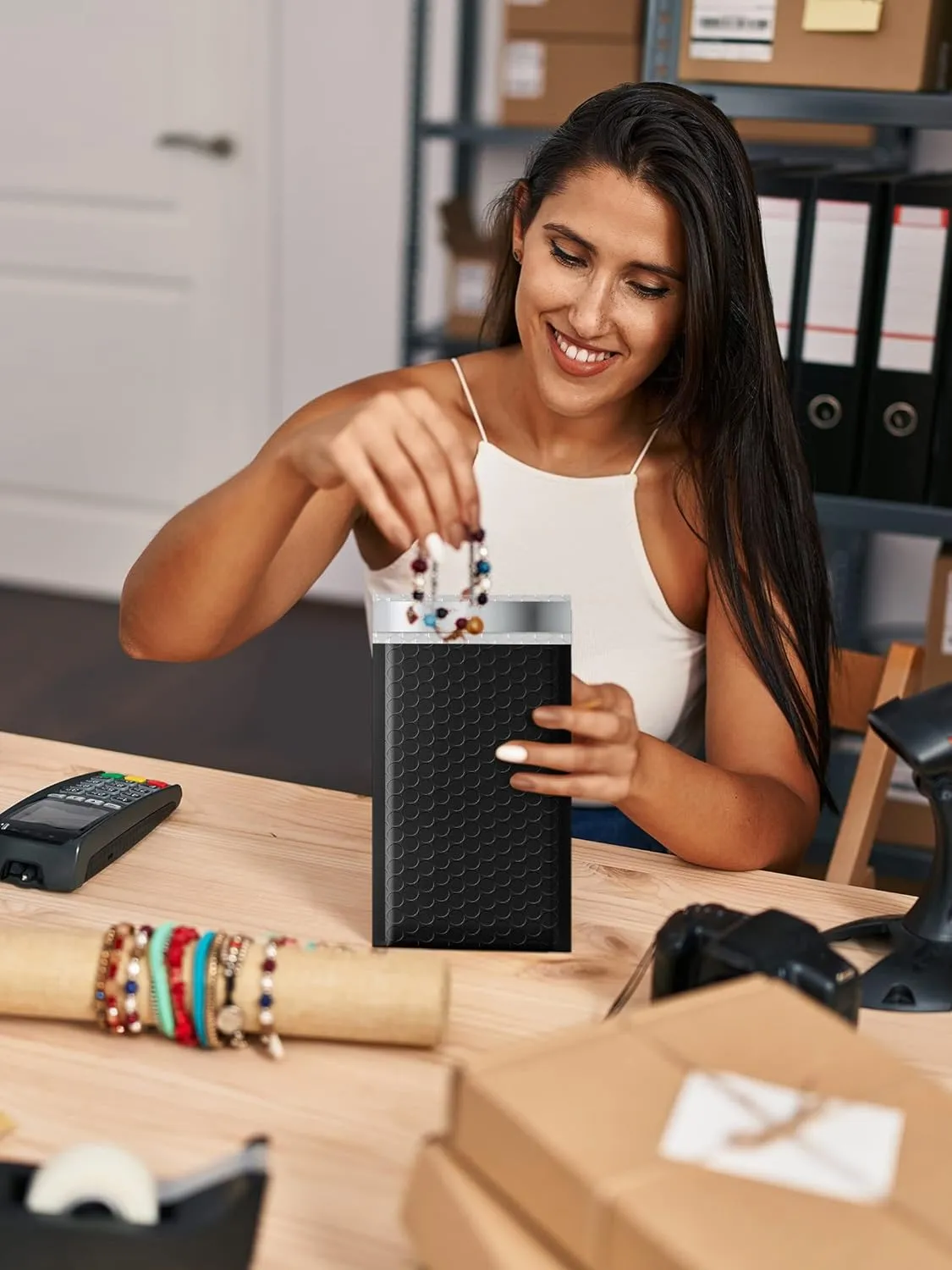 GSSUSA Black Bubble Mailers 4x8" Inches 50 Pack, Usable Size 4X7" Bubble Envelopes for Small Business, Padded Envelope, Shipping Mailers, Packaging Bags, Mailing Envelopes, Shipping Supplies