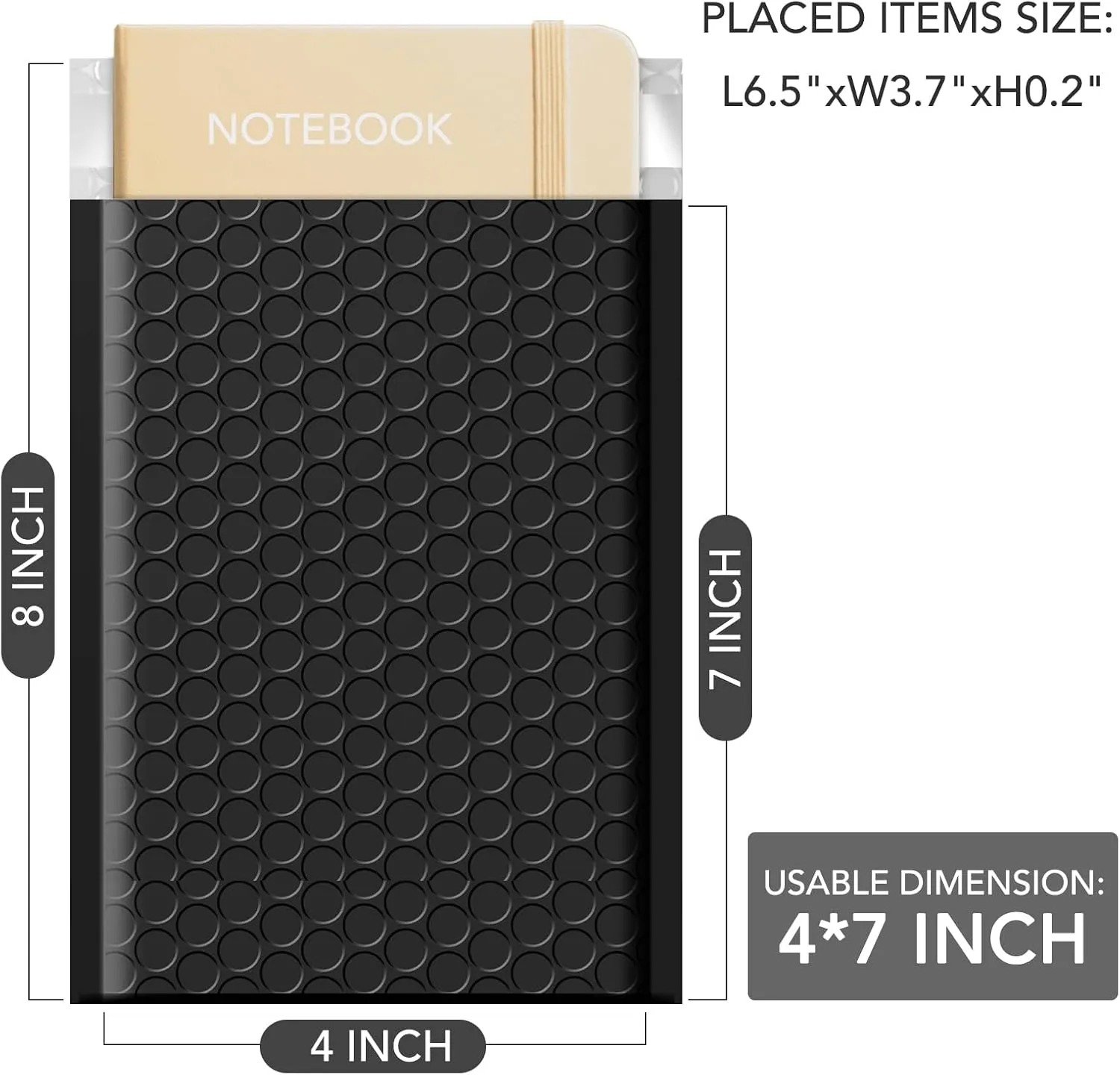 GSSUSA Black Bubble Mailers 4x8" Inches 50 Pack, Usable Size 4X7" Bubble Envelopes for Small Business, Padded Envelope, Shipping Mailers, Packaging Bags, Mailing Envelopes, Shipping Supplies