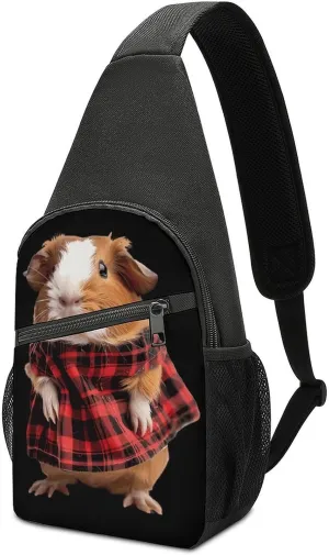 Guinea Pigs in Buffalo Scottish Tartan Crossbody Sling Bags Chest Shoulder Backpack DayPack Handbag
