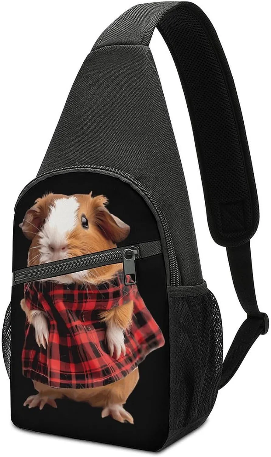 Guinea Pigs in Buffalo Scottish Tartan Crossbody Sling Bags Chest Shoulder Backpack DayPack Handbag
