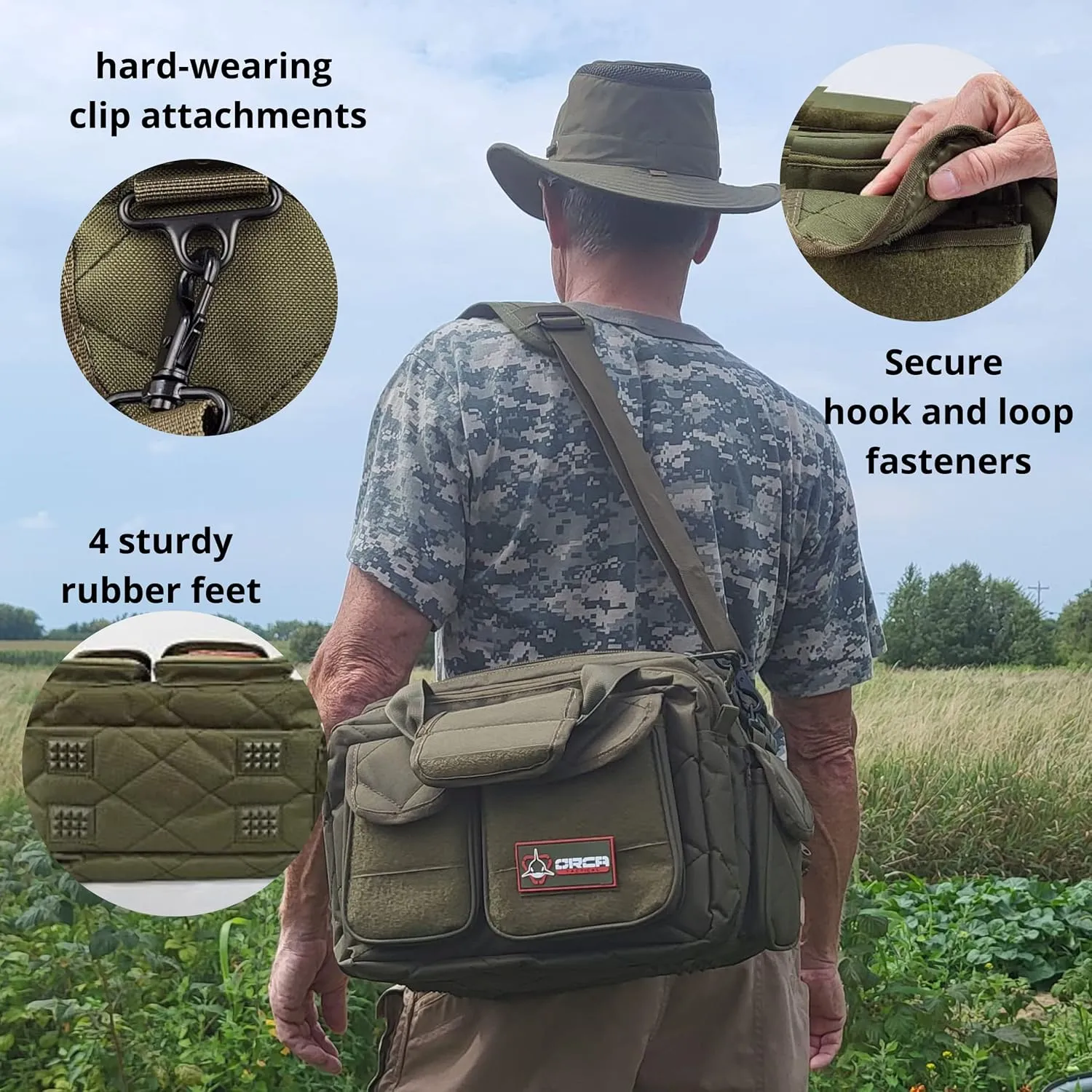 Gun Range Bag – Compact Pistol Revolver Range Bag for Handguns and Ammo – Self Standing Gun Bag – Handgun Bag with Durable Double Stitching Lockable YKK Zippers