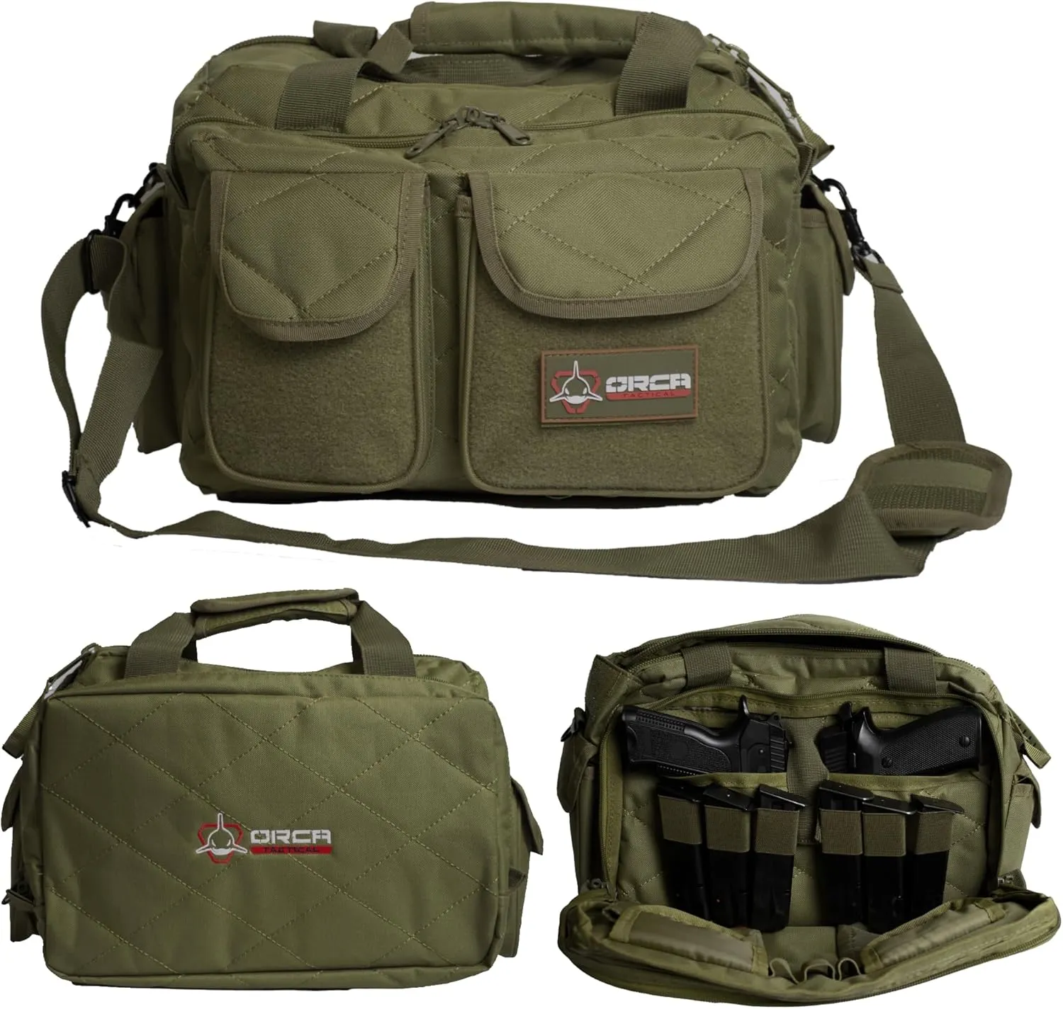 Gun Range Bag – Compact Pistol Revolver Range Bag for Handguns and Ammo – Self Standing Gun Bag – Handgun Bag with Durable Double Stitching Lockable YKK Zippers