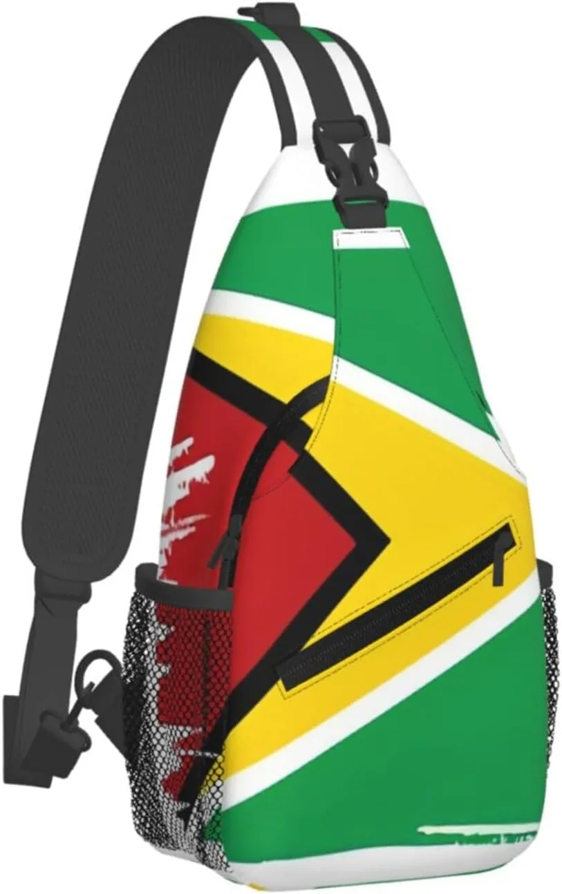 Guyana Flag Sling Bag Multipurpose Crossbody Sling Backpack For Women Men Travel Cycling Hiking Shoulder Bag