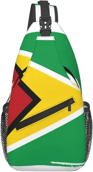 Guyana Flag Sling Bag Multipurpose Crossbody Sling Backpack For Women Men Travel Cycling Hiking Shoulder Bag