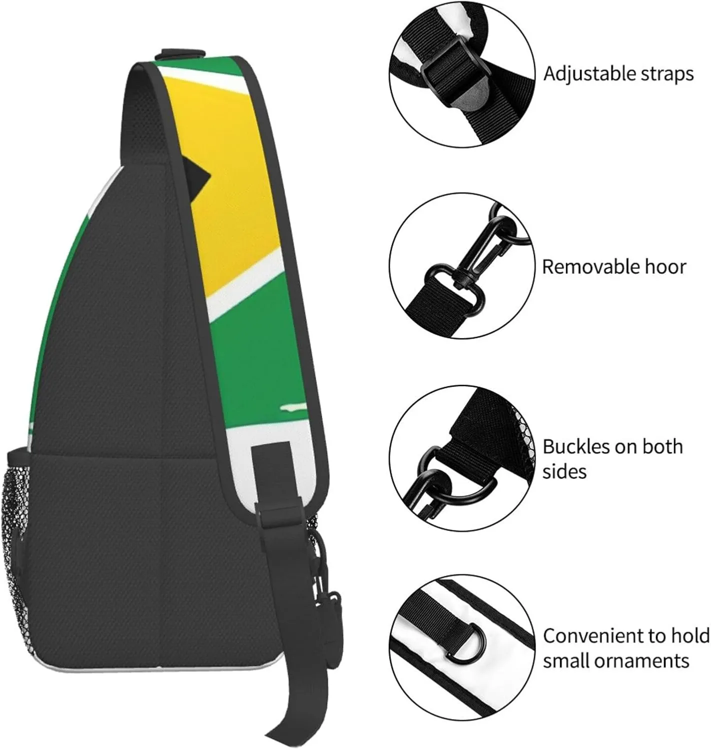 Guyana Flag Sling Bag Multipurpose Crossbody Sling Backpack For Women Men Travel Cycling Hiking Shoulder Bag