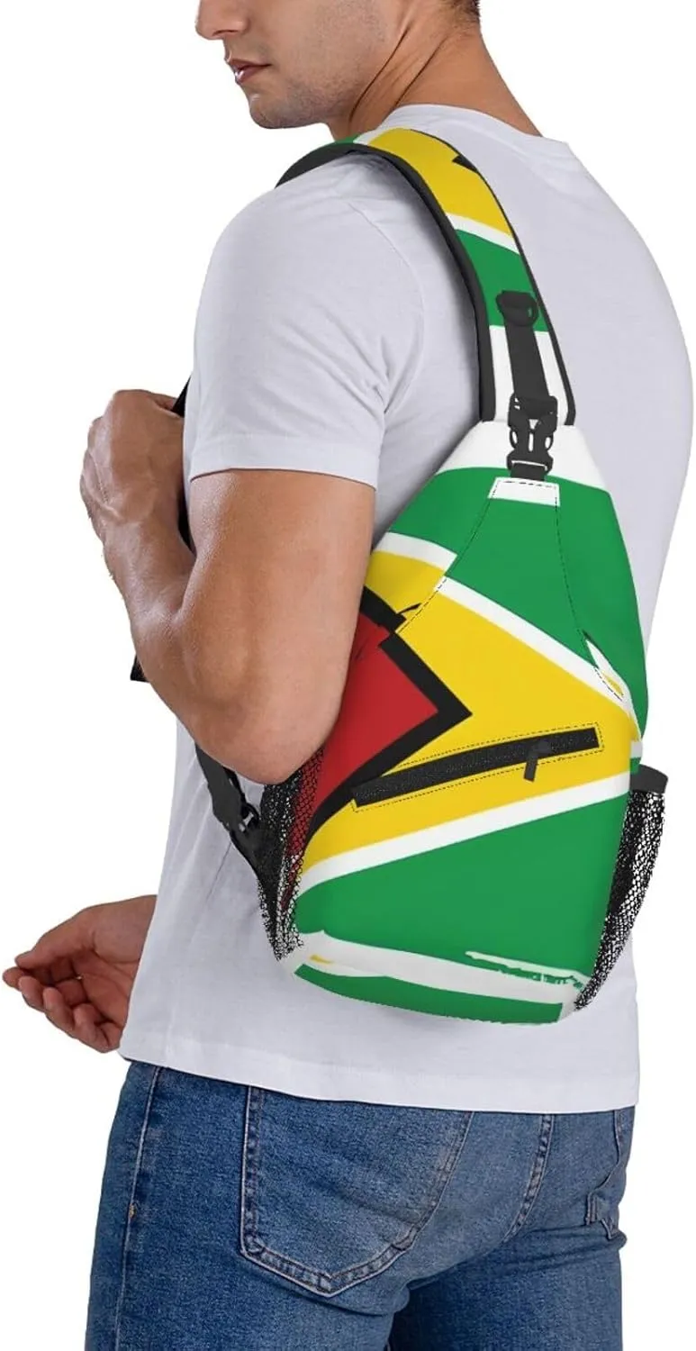 Guyana Flag Sling Bag Multipurpose Crossbody Sling Backpack For Women Men Travel Cycling Hiking Shoulder Bag