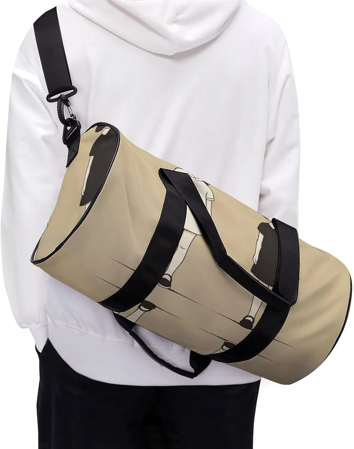 Gym Bag for Men Women Simple Girl Drawing Duffel Bag Overnight Bag with Compartment Gym Sackpac