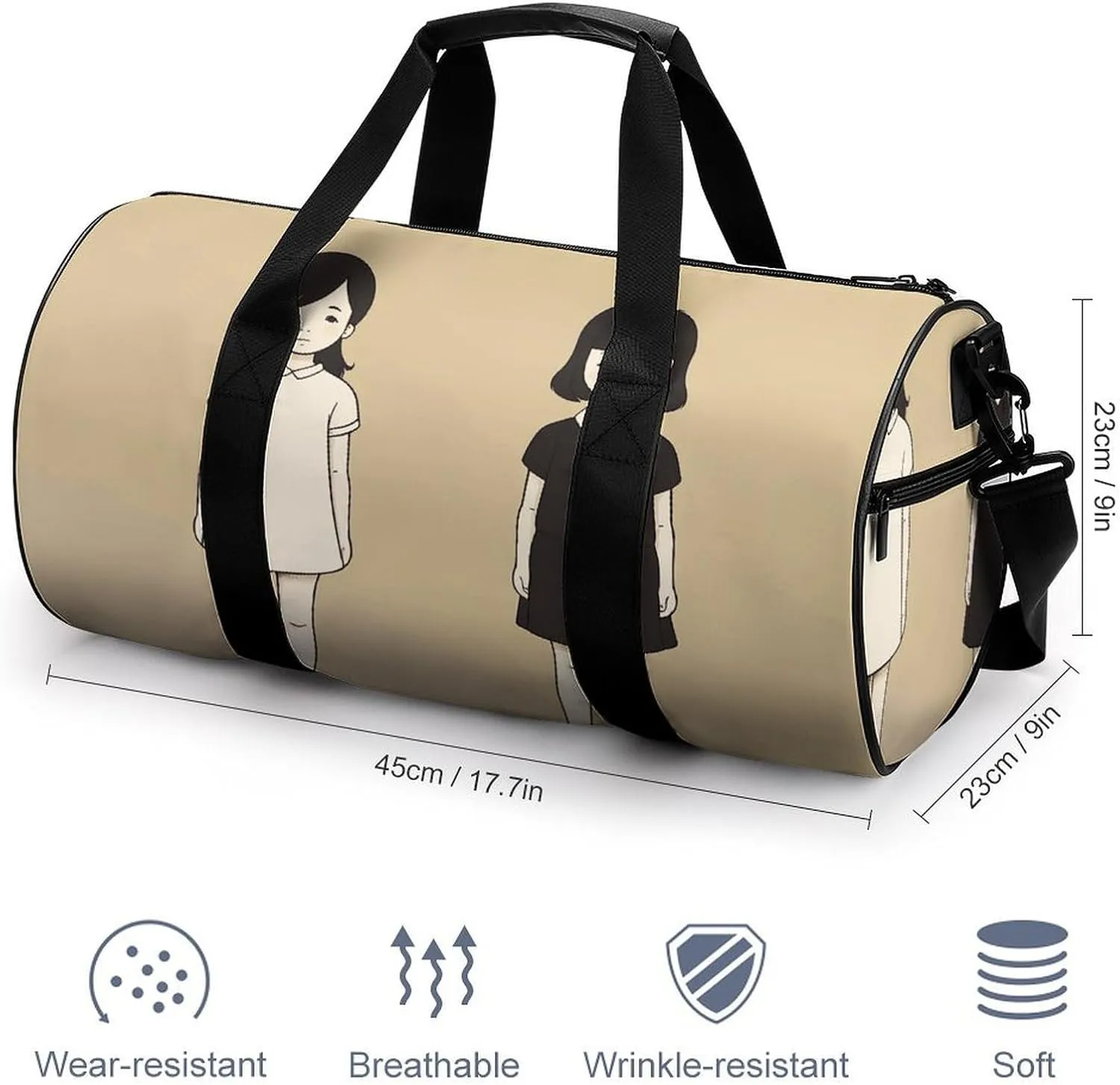 Gym Bag for Men Women Simple Girl Drawing Duffel Bag Overnight Bag with Compartment Gym Sackpac