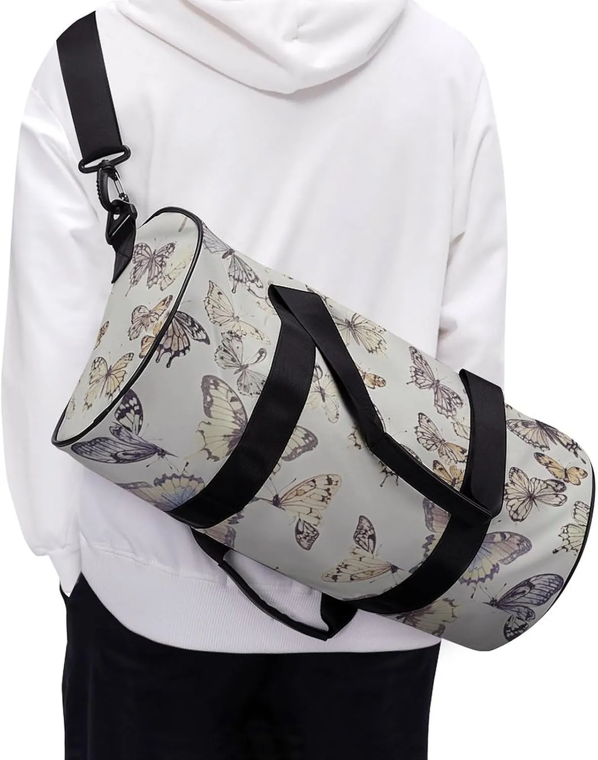 Gym Bags for Men Women Colorful Butterfly Pattern Duffle Bag Travel Overnight Bag with Shoe Compartment Tote Bags