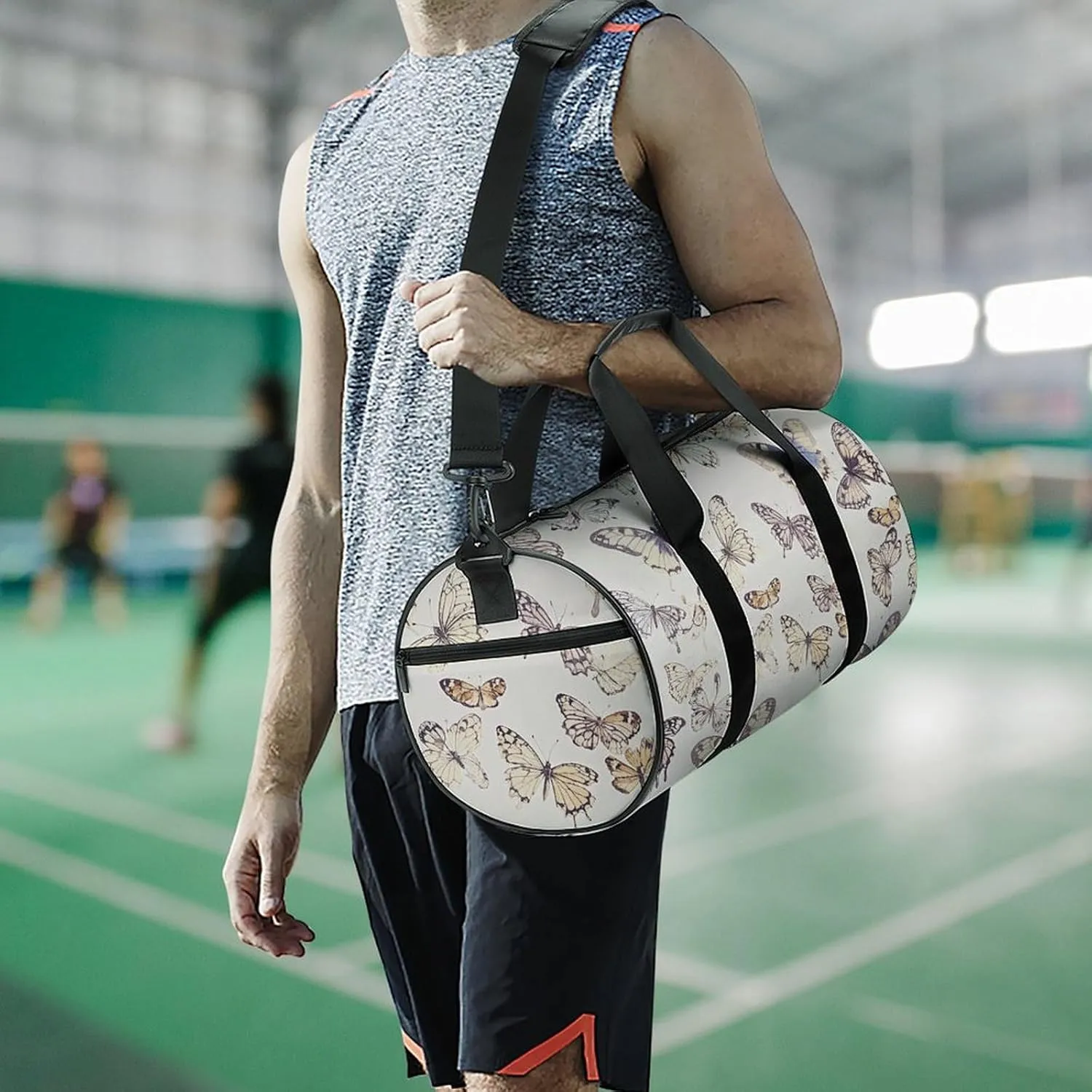 Gym Bags for Men Women Colorful Butterfly Pattern Duffle Bag Travel Overnight Bag with Shoe Compartment Tote Bags
