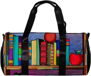 Gym Bags for Men,Travel Duffel Bags for Women,Cartoon Book Shelf,Workout Bag