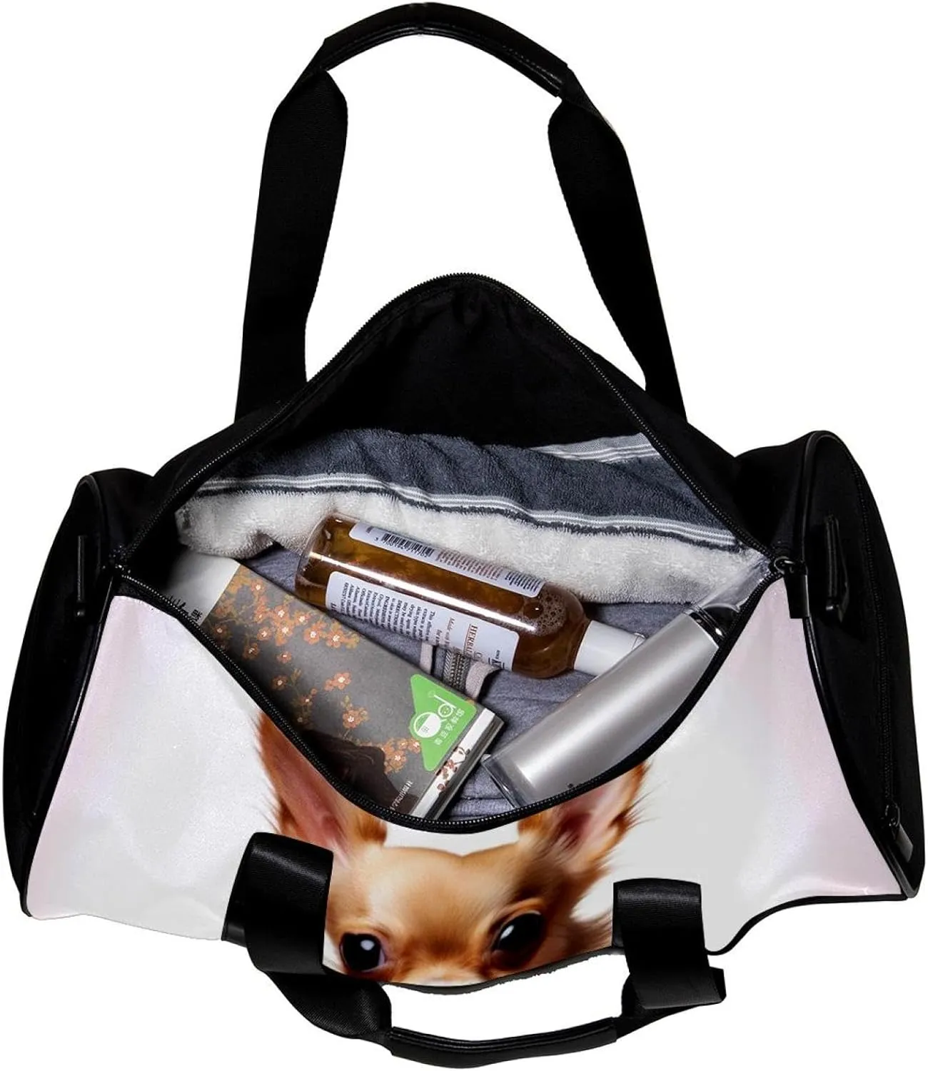 Gym Bags for Men,Travel Duffel Bags for Women,Chihuahua Dog and Rose,Workout Bag
