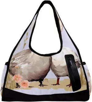 Gym Bags for Men,Travel Duffel Bags for Women,Couple Flower Goose,Workout Bag