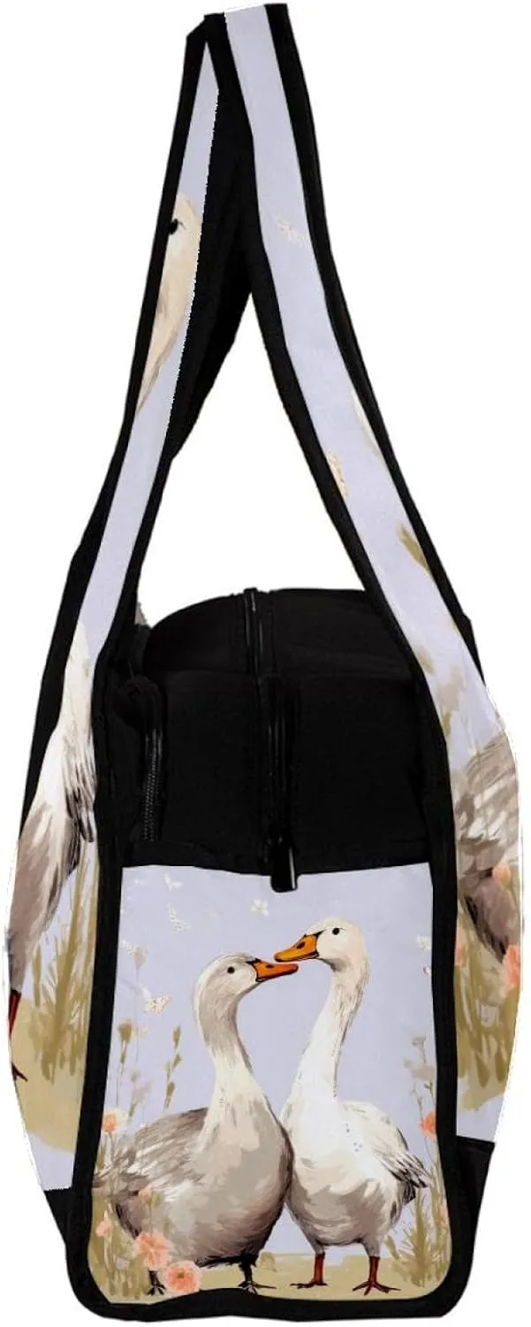 Gym Bags for Men,Travel Duffel Bags for Women,Couple Flower Goose,Workout Bag