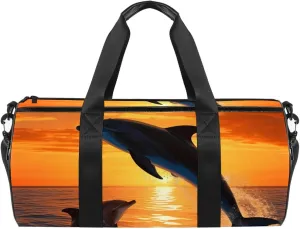 Gym Bags for Men,Travel Duffel Bags for Women,Sea Dolphin Sunset,Workout Bag