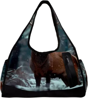 Gym Bags for Men,Travel Duffel Bags for Women,Wildlife Deer Winter Forest,Workout Bag