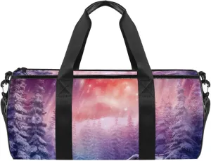 Gym Bags for Men,Travel Duffel Bags for Women,Wooden House Forest Winter,Workout Bag