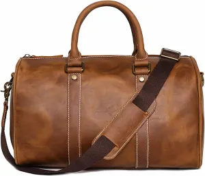 Gym Bags Vintage Men Cowhide Leather Business Short-Distance Luggage Bags Large-Capacity Travel Bag Simple Messenger Bags (Color : Vintage Brown) (Vintage Brown)