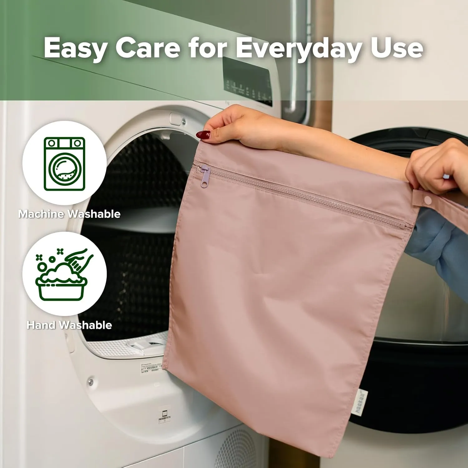 haakaa Waterproof Wet Bags for Baby, Wet Dry Bags for Diaper Bag, Travel, Swimsuit, Beach, Pool, Pump Parts, Stroller, Daycare,Yoga, Blush, 2 Pack