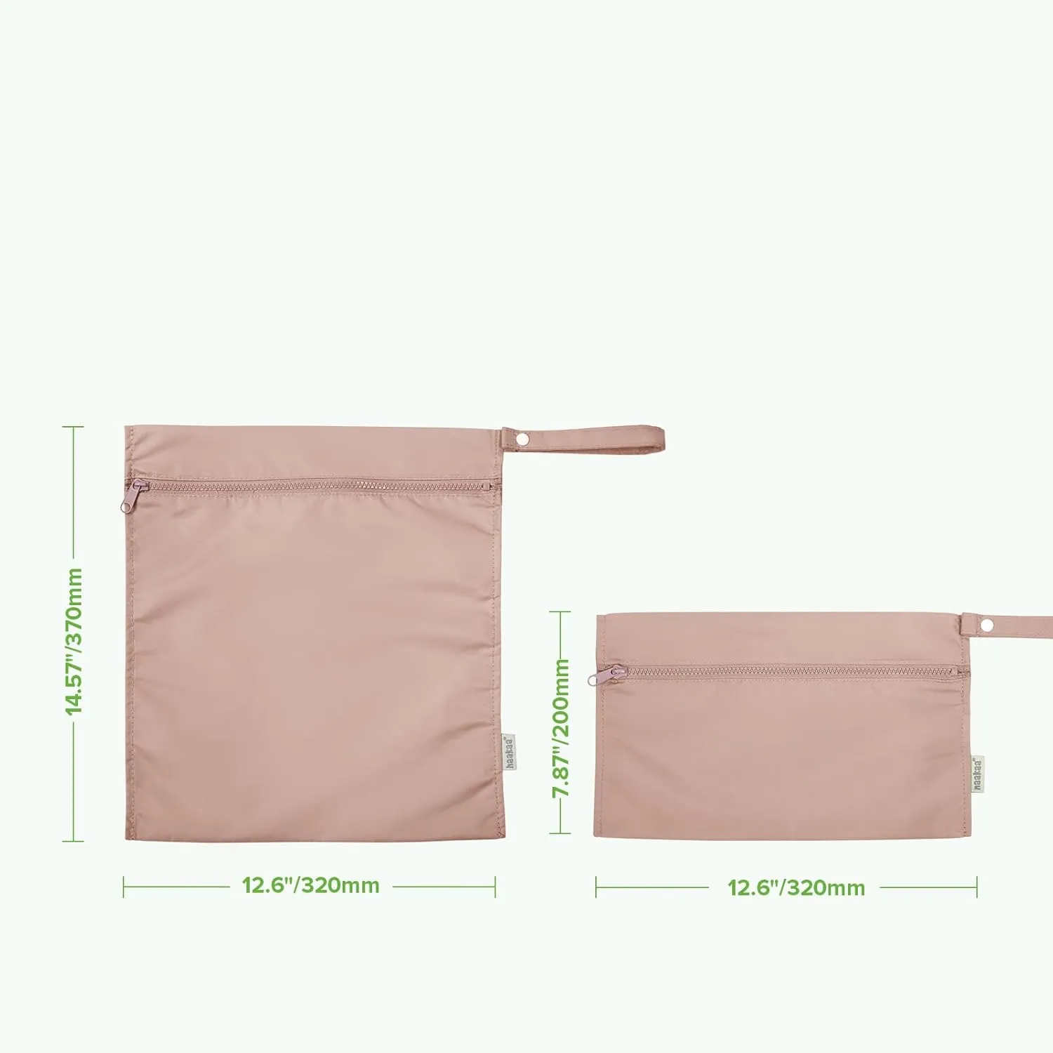 haakaa Waterproof Wet Bags for Baby, Wet Dry Bags for Diaper Bag, Travel, Swimsuit, Beach, Pool, Pump Parts, Stroller, Daycare,Yoga, Blush, 2 Pack