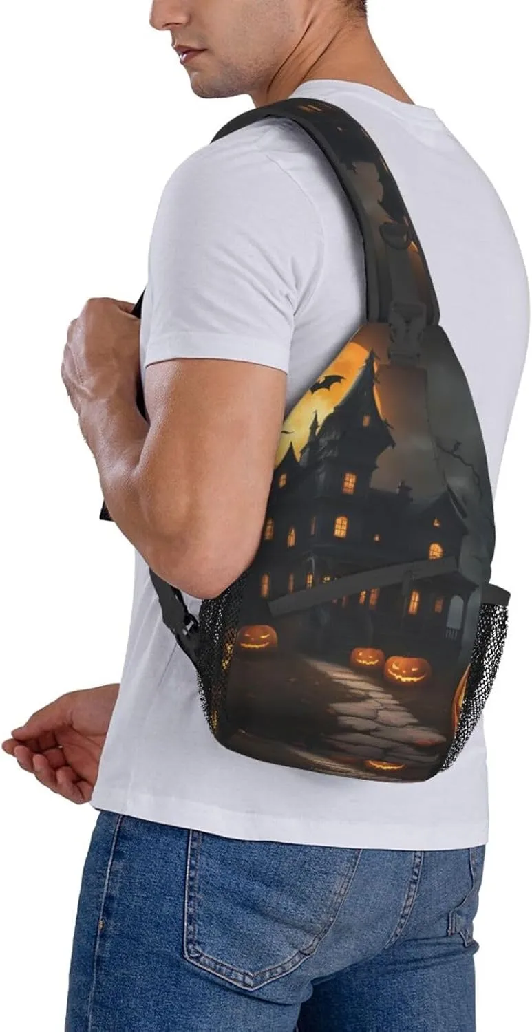 Halloween Horror High Storage Capacity Chest Bag Diagonally Sling Backpack Crossbody Shoulder Bag For Men Women