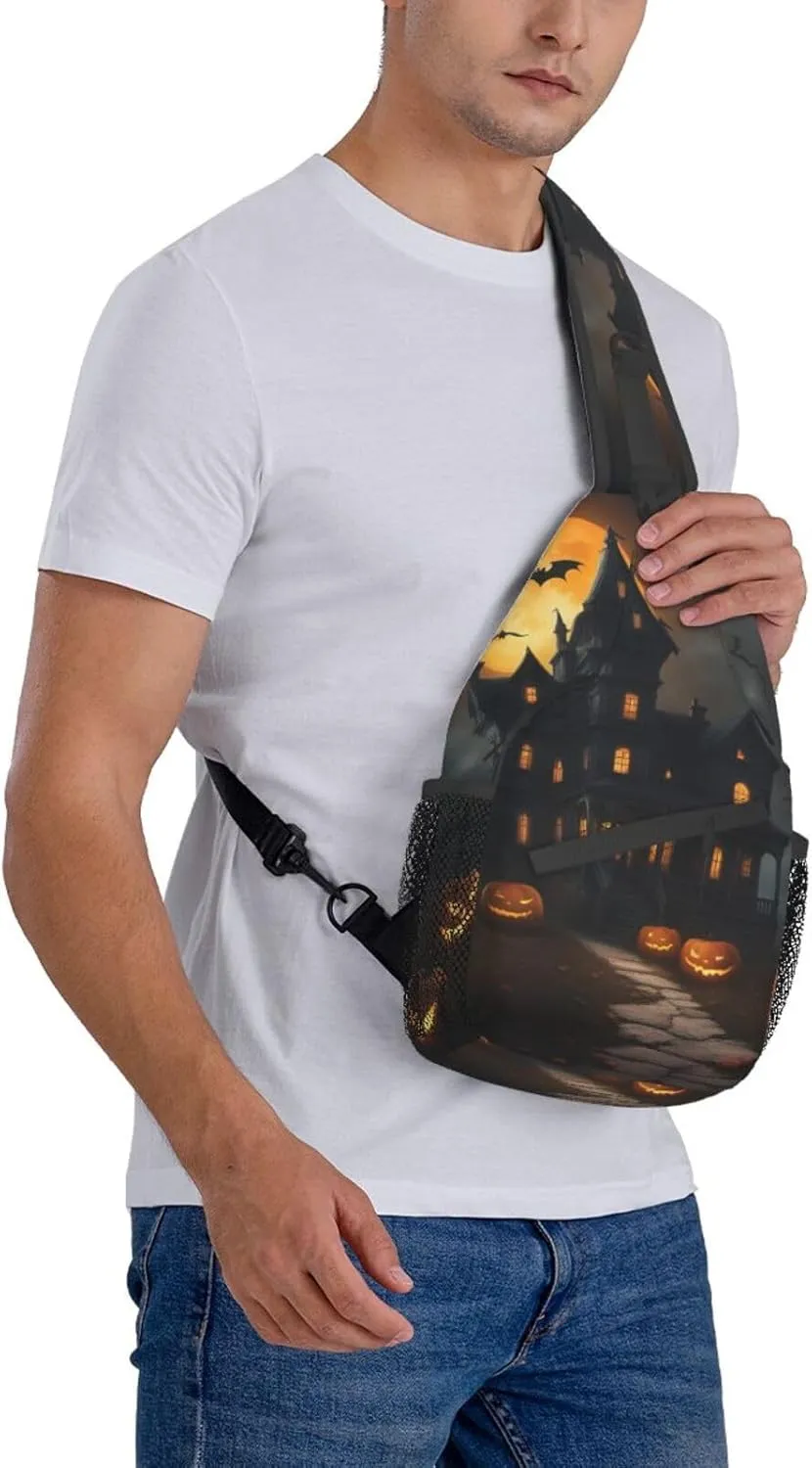 Halloween Horror High Storage Capacity Chest Bag Diagonally Sling Backpack Crossbody Shoulder Bag For Men Women