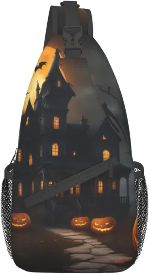 Halloween Horror High Storage Capacity Chest Bag Diagonally Sling Backpack Crossbody Shoulder Bag For Men Women