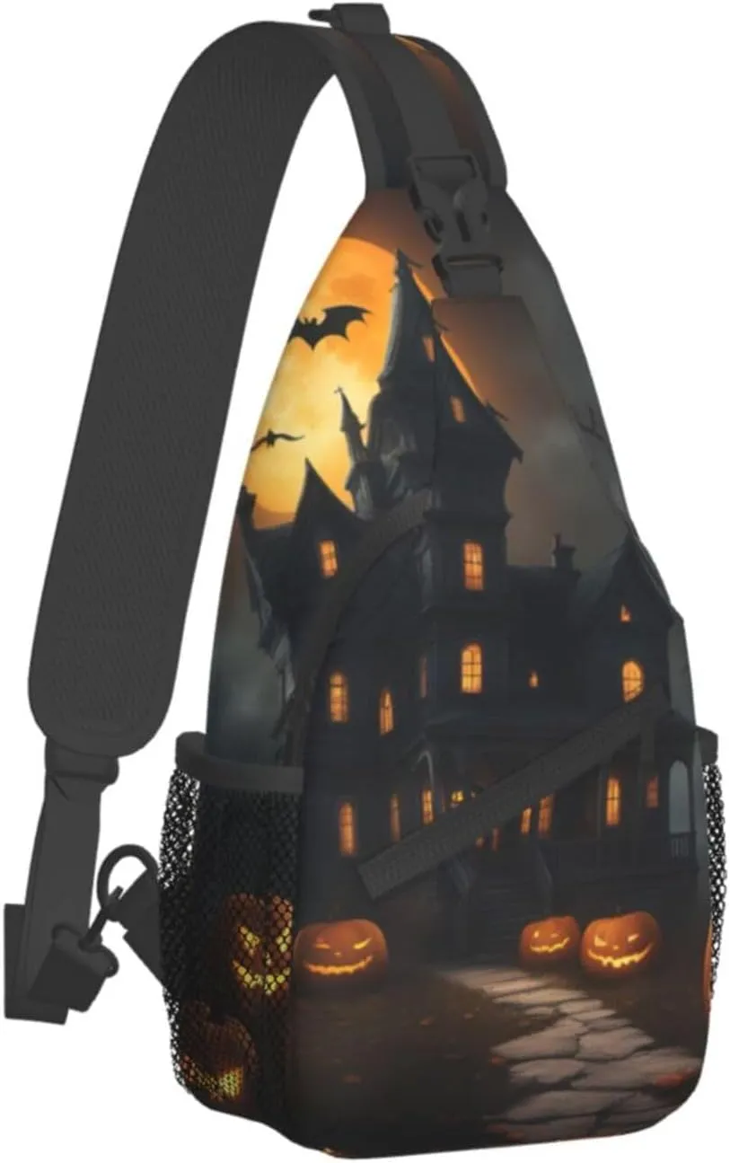 Halloween Horror High Storage Capacity Chest Bag Diagonally Sling Backpack Crossbody Shoulder Bag For Men Women