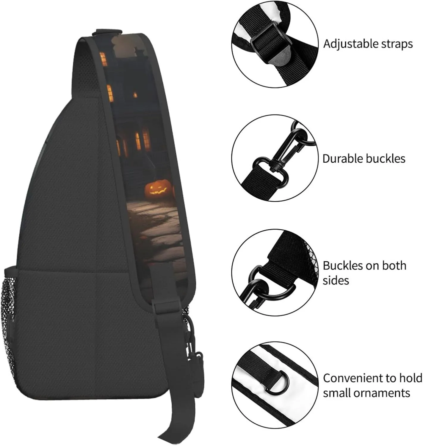 Halloween Horror High Storage Capacity Chest Bag Diagonally Sling Backpack Crossbody Shoulder Bag For Men Women