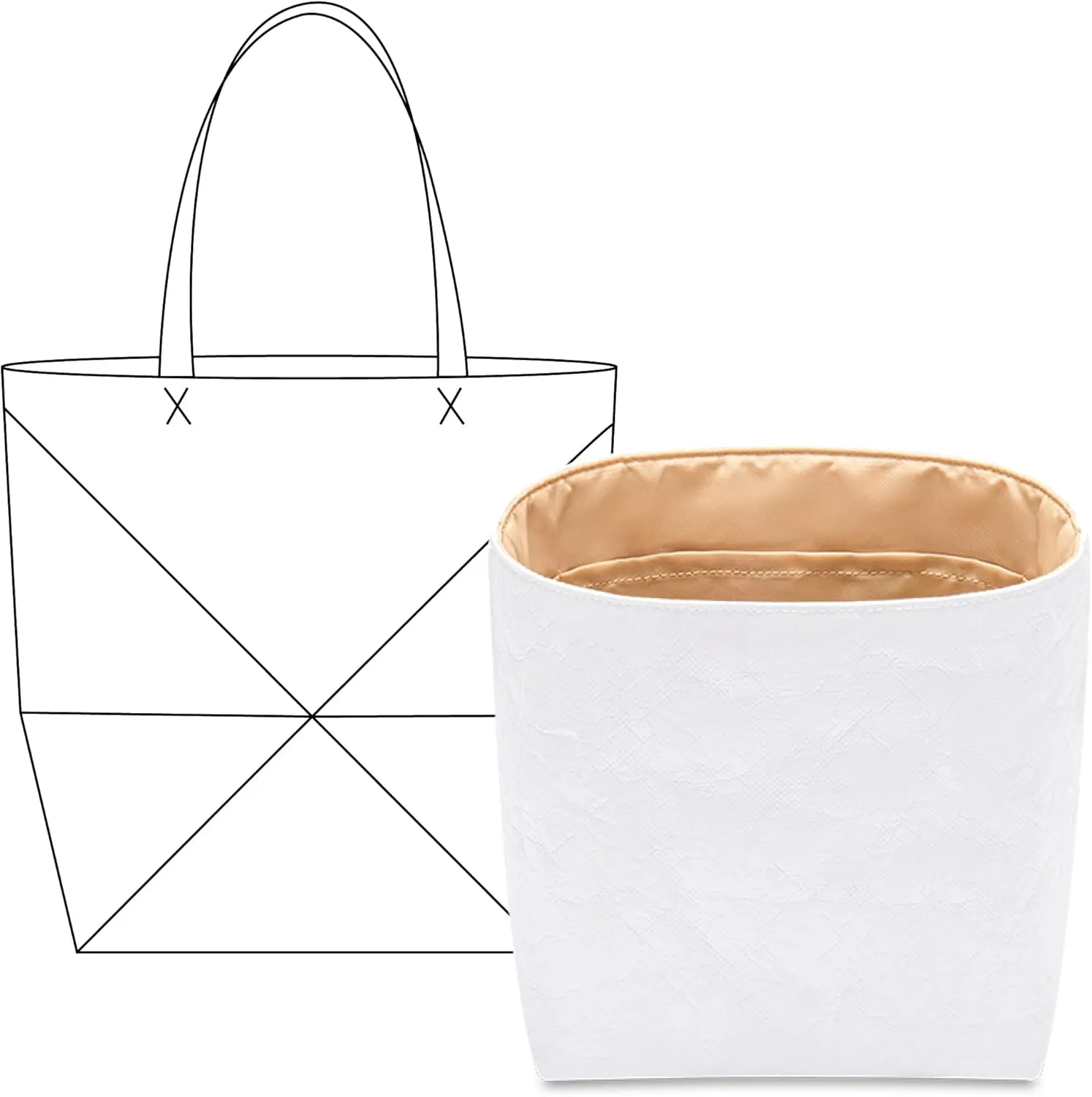 Handbag Organizer Insert for LOEWE Medium Puzzle Fold Tote in Shiny Calfskin, Custom Fit Inside Premium Vanile Lightweight WaterResistant Purse Insert with Cup Holder Accessories