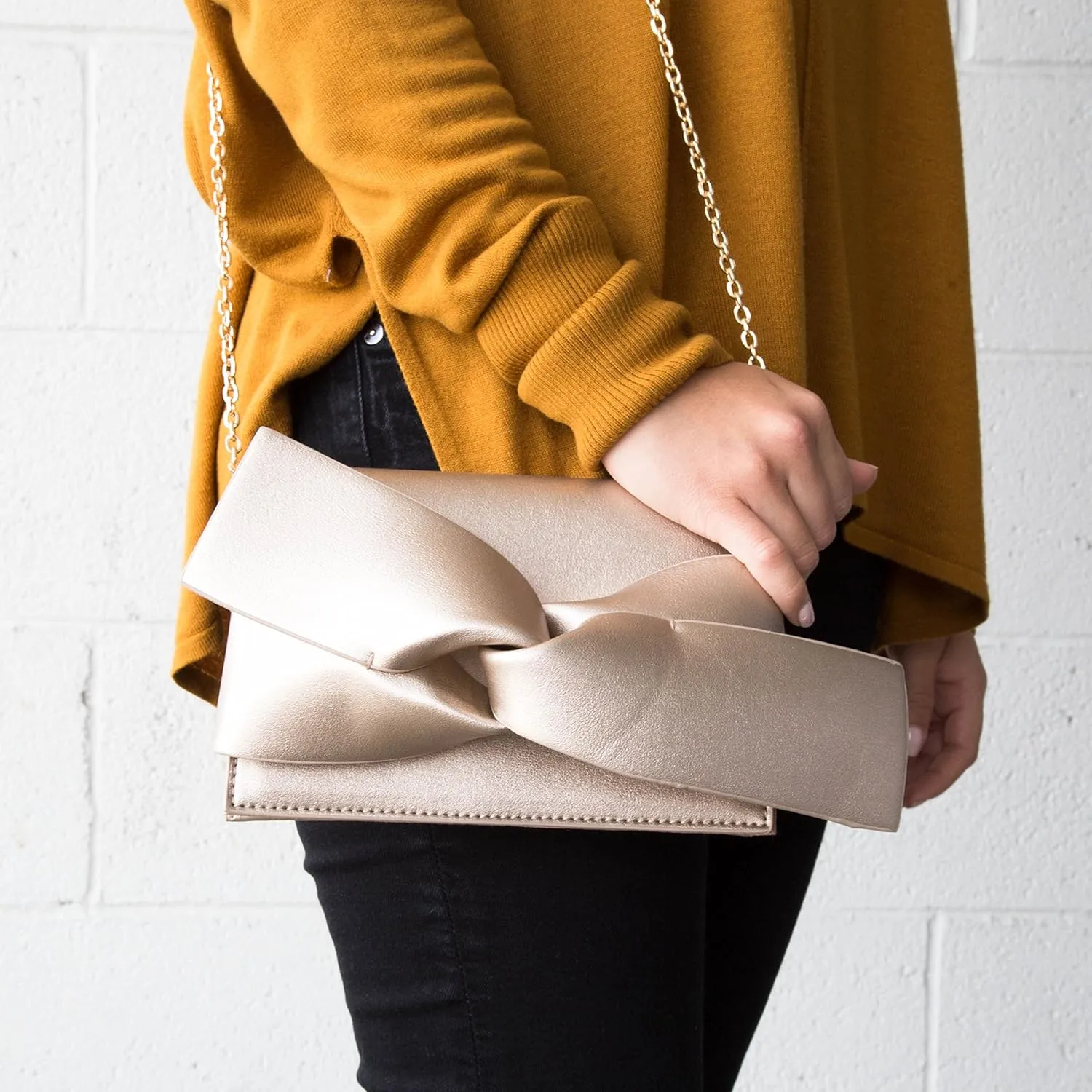 Handbag Republic Ribbon Bow Tie Shaped Clutch Crossbody Purses Sling Bags for Women Trendy