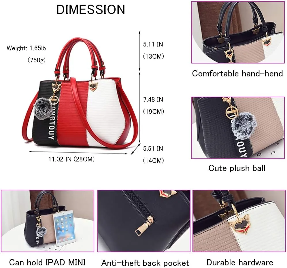 Handbags for Women Fashion Ladies Purses PU Leather Satchel Shoulder Tote Bags