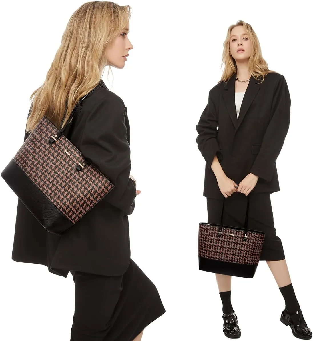 Handbags for Women Shoulder Bags Tote Satchel Hobo 3pcs Purse Set Black