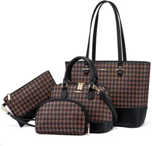 Handbags for Women Shoulder Bags Tote Satchel Hobo 3pcs Purse Set Black