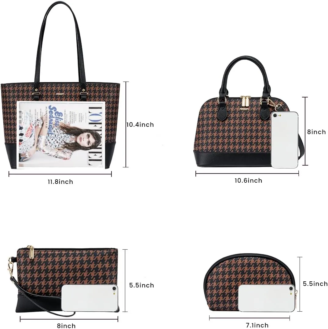 Handbags for Women Shoulder Bags Tote Satchel Hobo 3pcs Purse Set Black