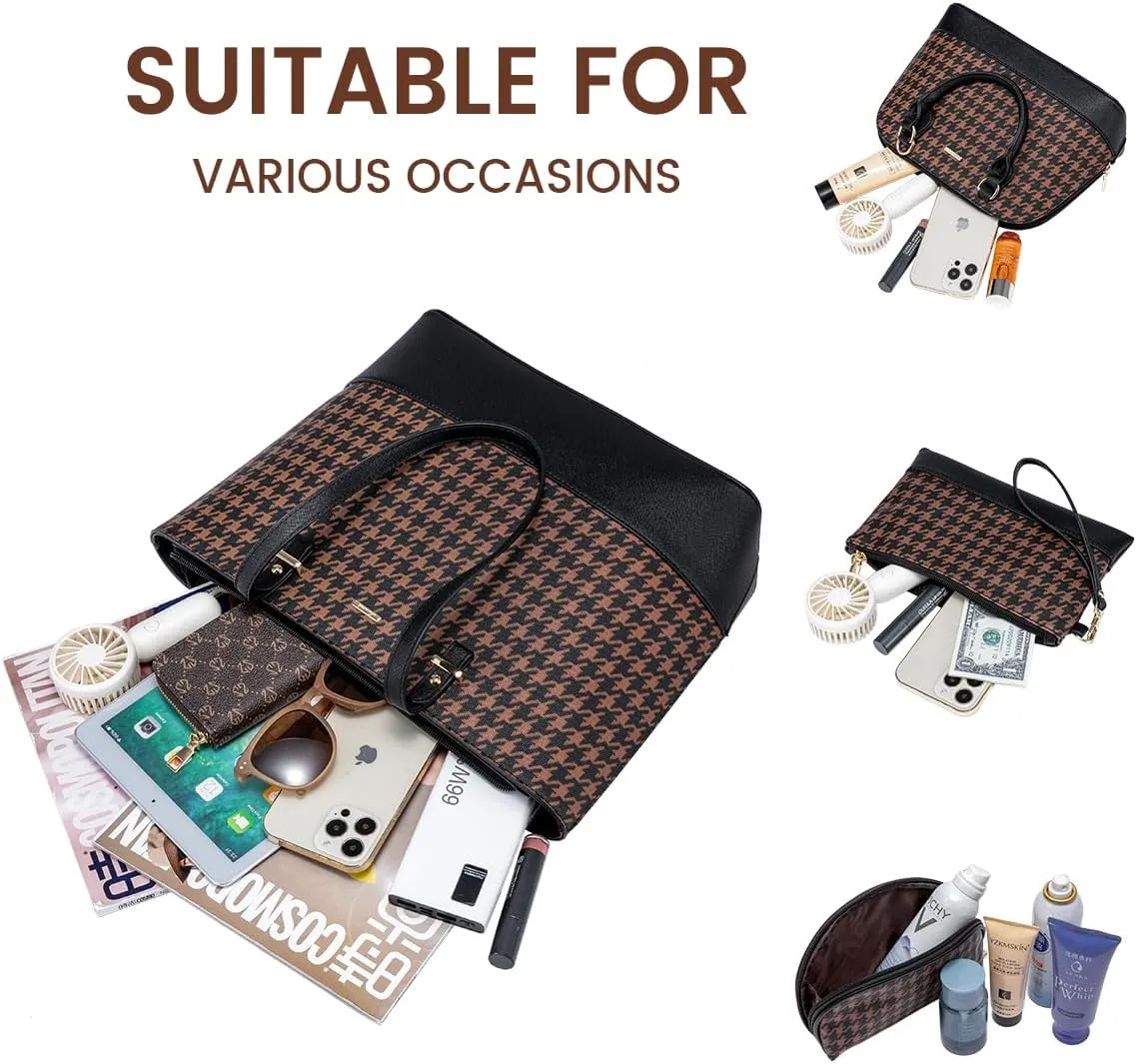 Handbags for Women Shoulder Bags Tote Satchel Hobo 3pcs Purse Set Black