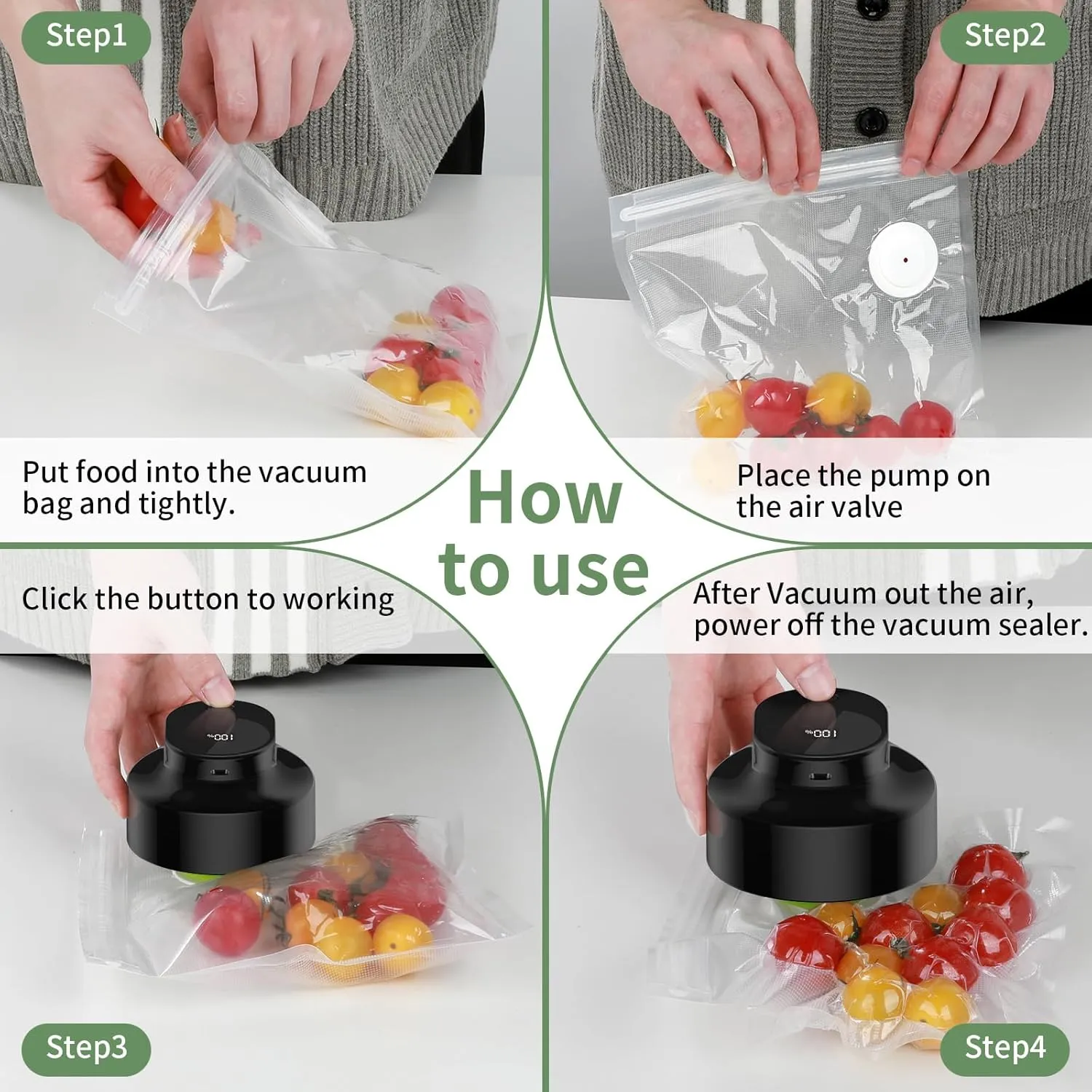 Handheld Vacuum Sealer for Food, Compact Vacuum Sealer Machine with [36 PCS ] Reusable Vacuum Bags for Food Preservation & Saver