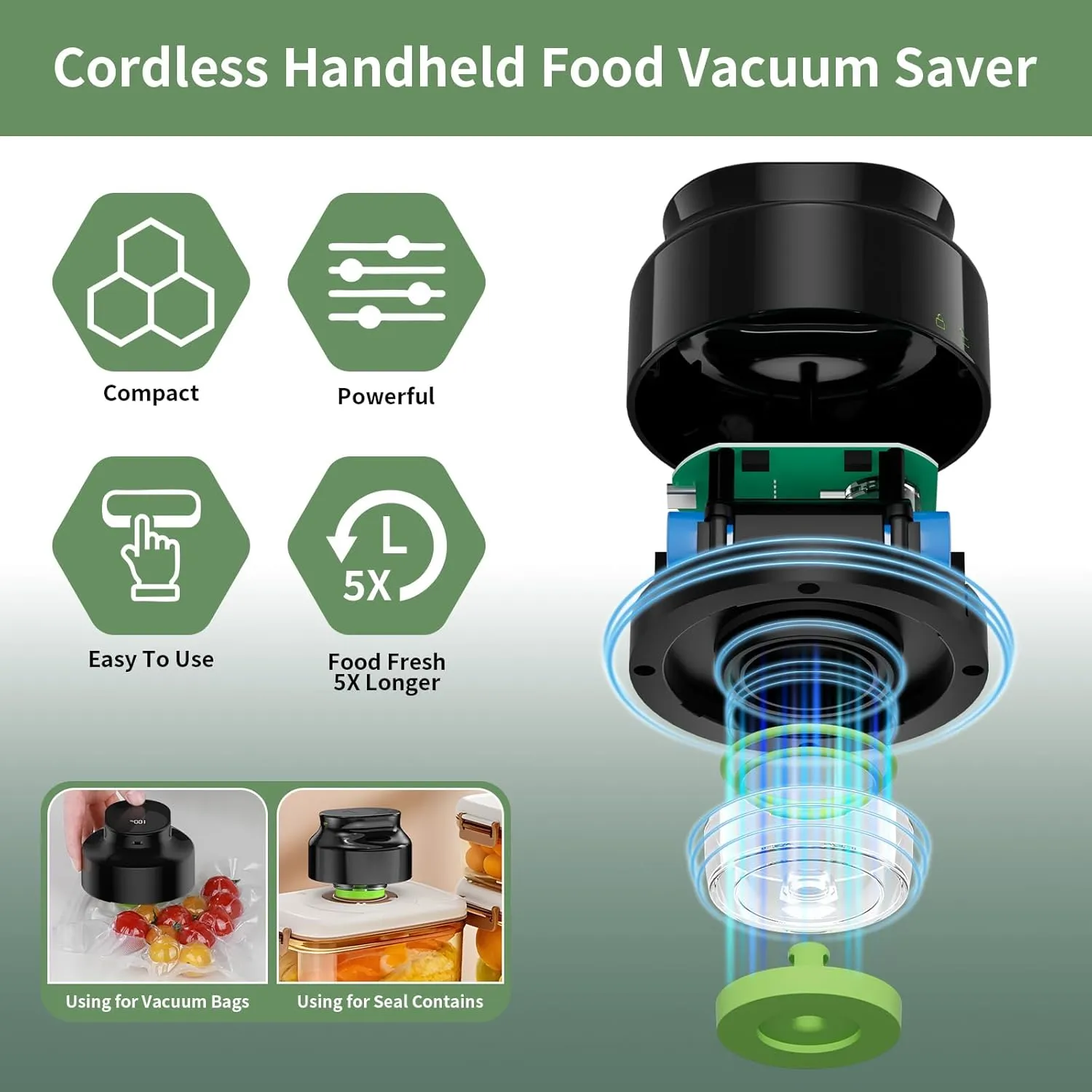 Handheld Vacuum Sealer for Food, Compact Vacuum Sealer Machine with [36 PCS ] Reusable Vacuum Bags for Food Preservation & Saver