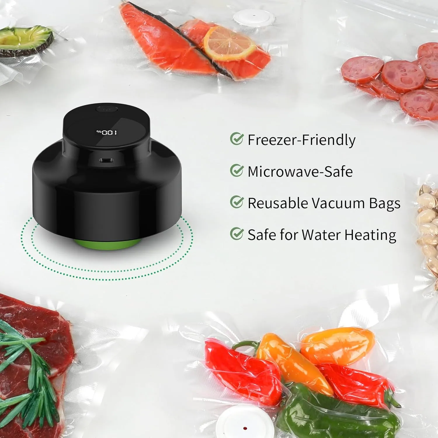 Handheld Vacuum Sealer for Food, Compact Vacuum Sealer Machine with [36 PCS ] Reusable Vacuum Bags for Food Preservation & Saver