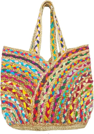 Handmade Jute Cotton Straw Boho Beach Bags Buckets Handbag Shoulder Bag Tote Bag for Women Tassel Bag Natural Fiber Hand Woevn Handbags Multicolor