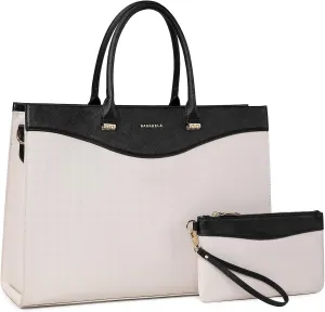 Handmade Luxury Vegan Leather Handbags for Women, Large 16 inch Laptop Handle Satchel Waterproof Bags for Ladies