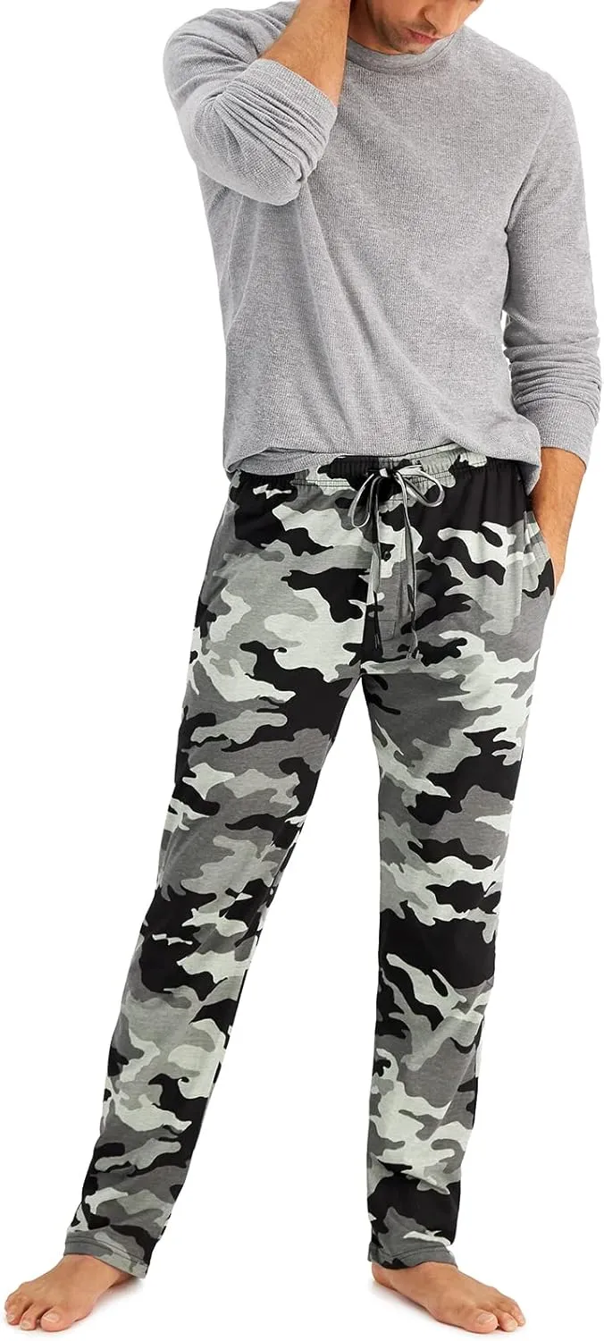 Hanes Men's ComfortSoft Cotton Printed Lounge Pants, 31" Inseam, Pockets, Drawstring/Elastic Waist