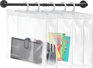 Hanging Storage Bags 24 Pack, Large Hook 10 x 12.5-inch Clear Plastic Bags for Classroom, Library and Pharmacy Use